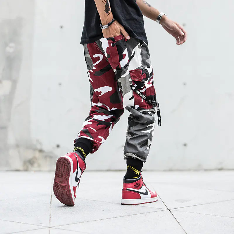 Men's Camo Cargo Joggers - Hip Hop Streetwear Pants