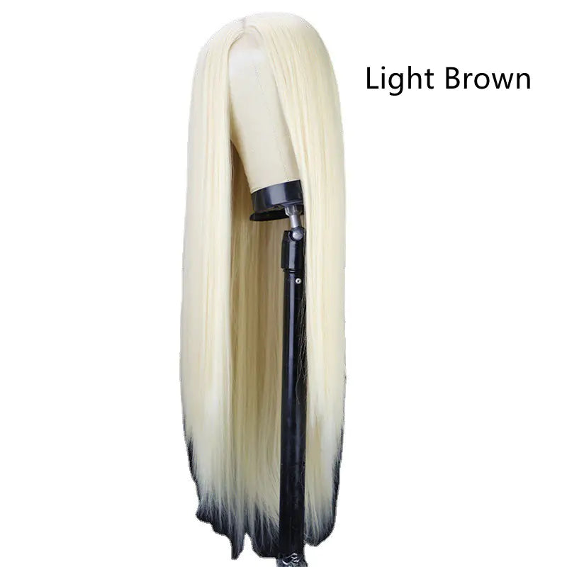 Natural Black Long Straight Headgear with Non-Marking Fiber