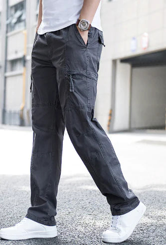 Relaxed Casual Cargo Pants with Multiple Pockets (One Piece)