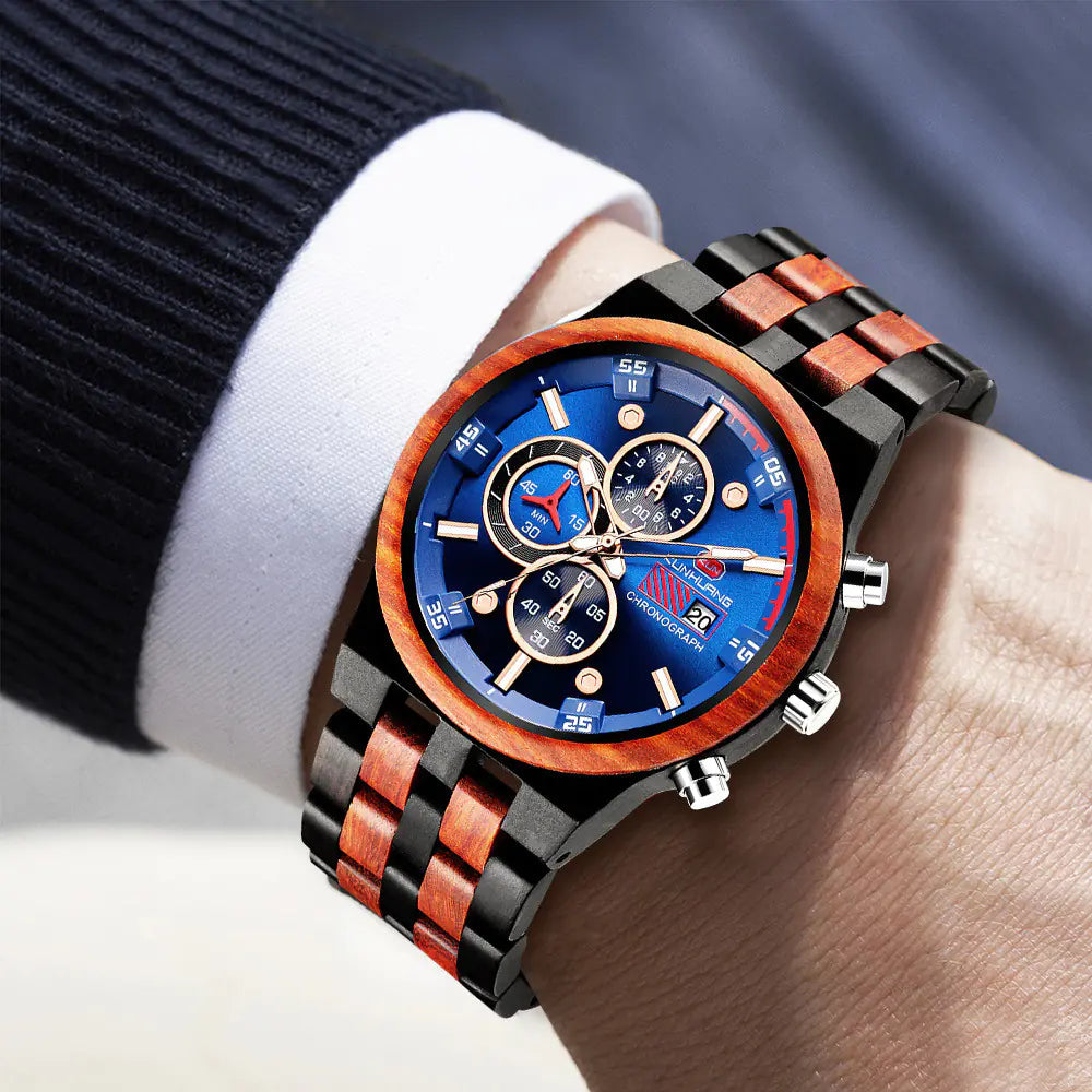 Luminous Multifunctional Quartz Wood Sports Watch