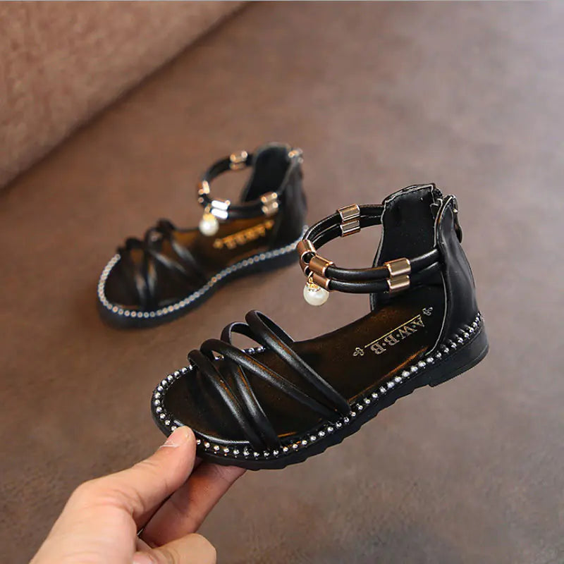 Western Style Girls' Sandals with Soft Soles for Kids