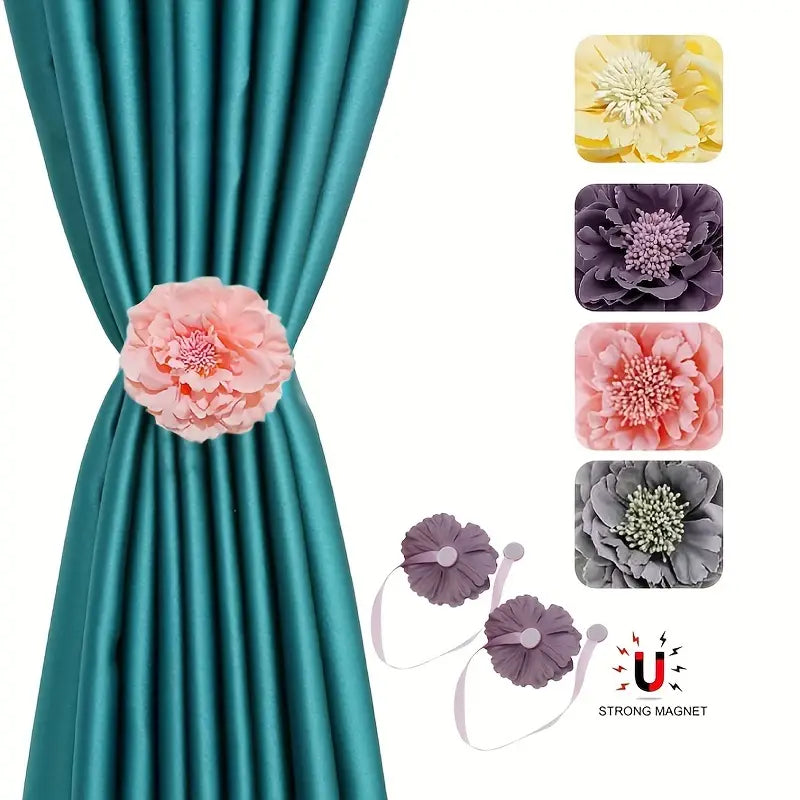 Cloth Flower Magnetic Curtain Tieback - Room Decor Pair