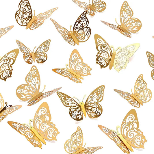 Golden Butterfly Decorations for Cakes and Crafts (72pcs)