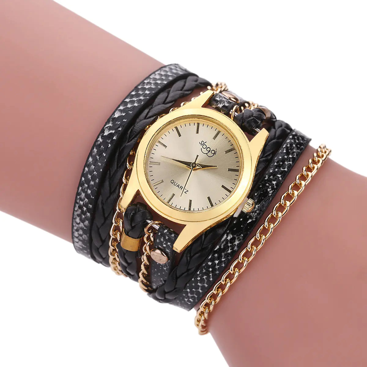 Women's Braided Bracelet Quartz Watch with Alloy Buckle