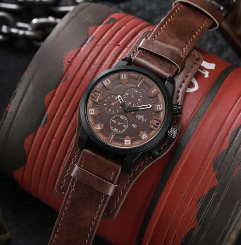 Muniti Quartz Watch - Waterproof Sports Leather Strap