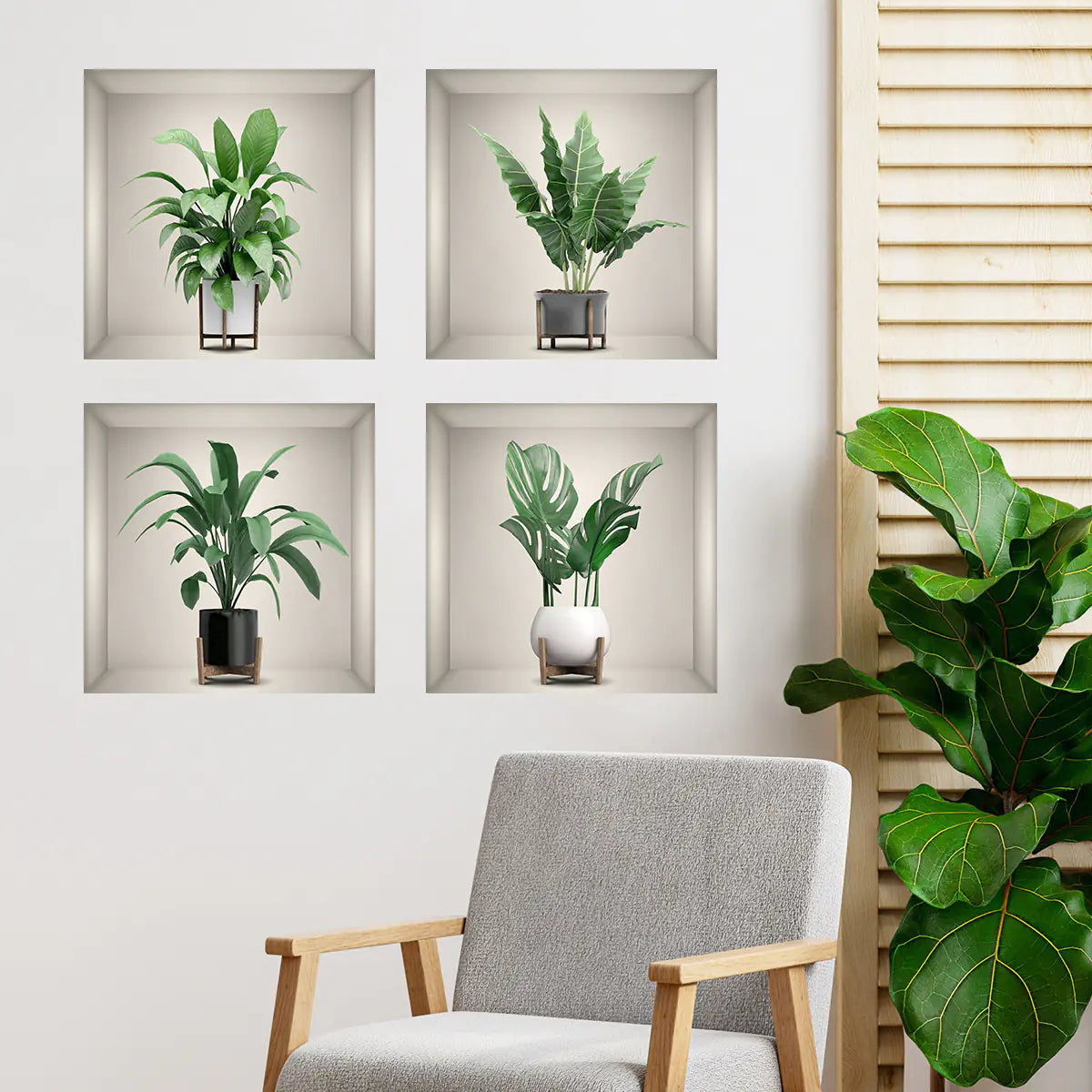 Creative 3D Plant Wall Stickers for Home Decor