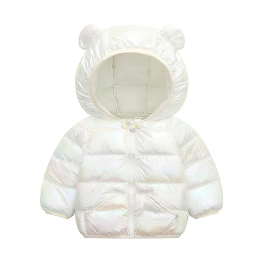 Holographic Puffer Jacket for Kids with Hood (One Piece)