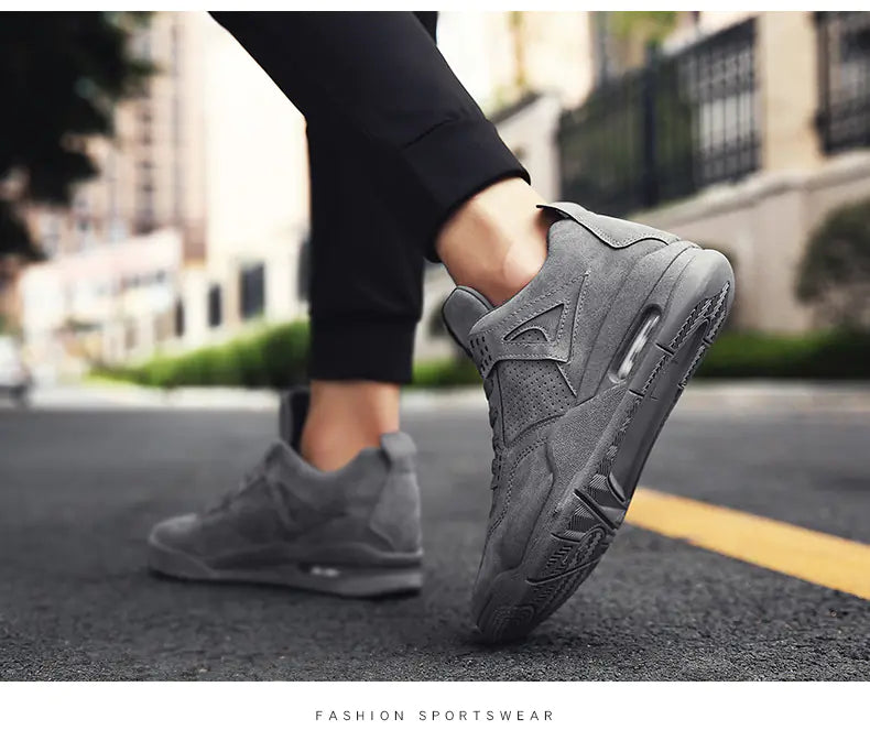 Men's Retro Leather Mid-Top Casual Running Shoes