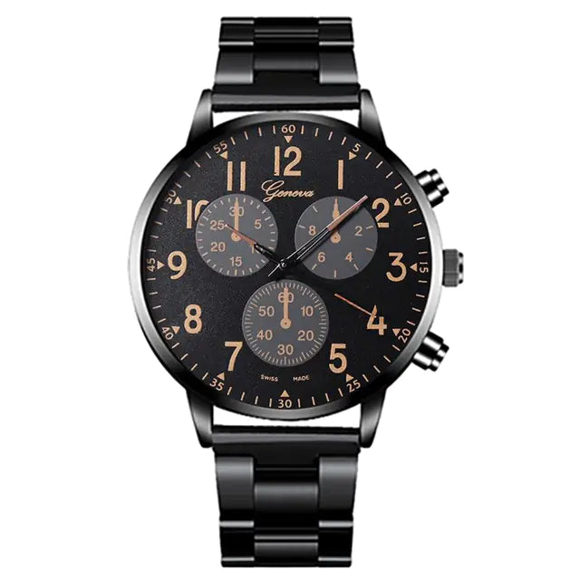 3PCS Men's Fashion Business Watches with Necklace Set