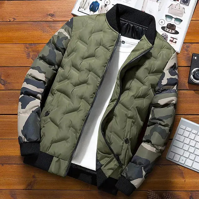 Men's Camouflage Bomber Jacket - Thick Warm Windbreaker