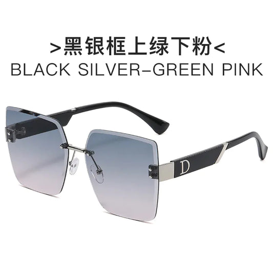 Fashionable Frameless Sunglasses for Women - Oversized