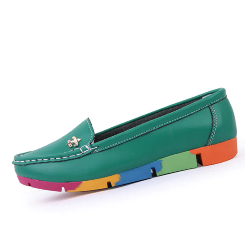 Women's Comfort Flat Loafers - Genuine Leather Shoes