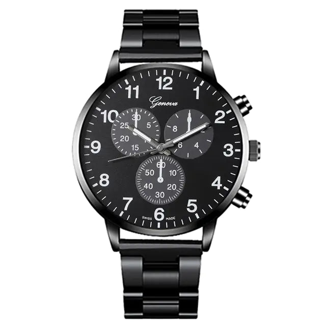 3PCS Men's Fashion Business Watches with Necklace Set