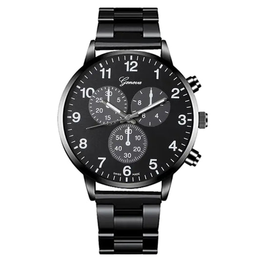 3PCS Men's Fashion Business Watches with Necklace Set