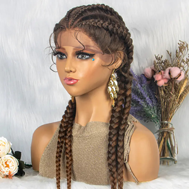 Braided Lace Front Wig with Baby Hair and 4 Braids
