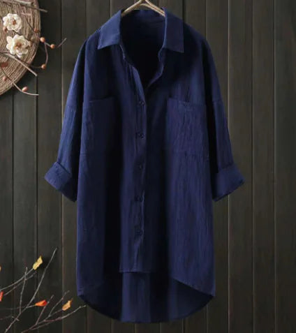 ANGIE Long-Sleeve Blouse in Cotton Linen (One Piece)