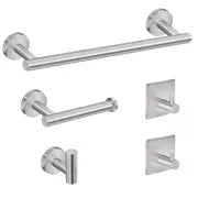 5pcs Matte Black Bathroom Hardware Set, Stainless Steel