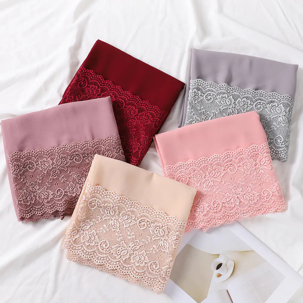 Summer Pearl Chiffon Lace Women's Head Scarf for Travel