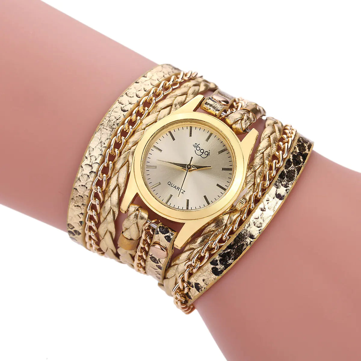 Women's Braided Bracelet Quartz Watch with Alloy Buckle