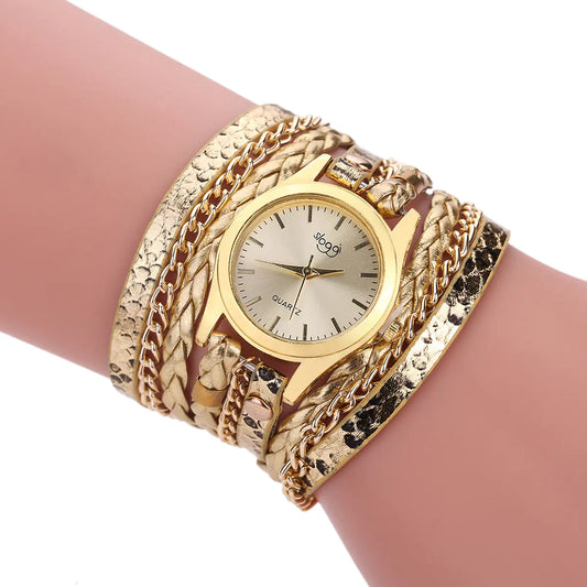 Women's Braided Bracelet Quartz Watch with Alloy Buckle