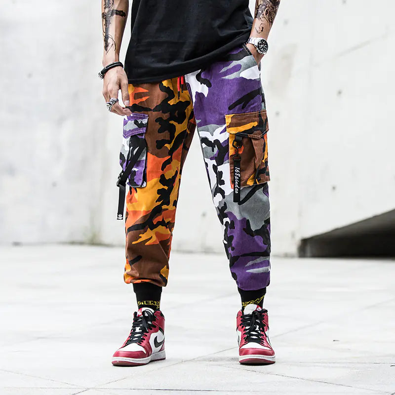 Men's Camo Cargo Joggers - Hip Hop Streetwear Pants