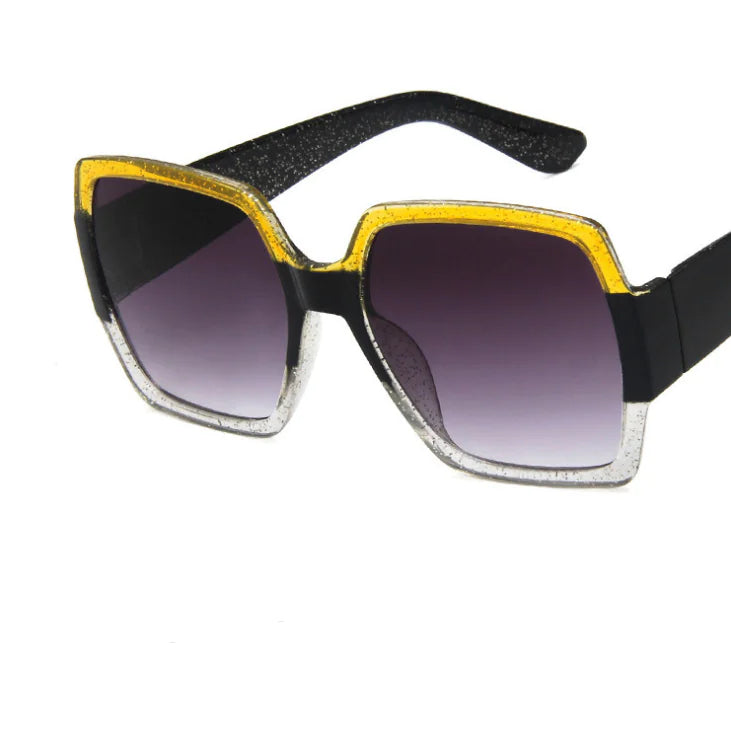 Colorful Glitter Retro Sunglasses with Large Frames