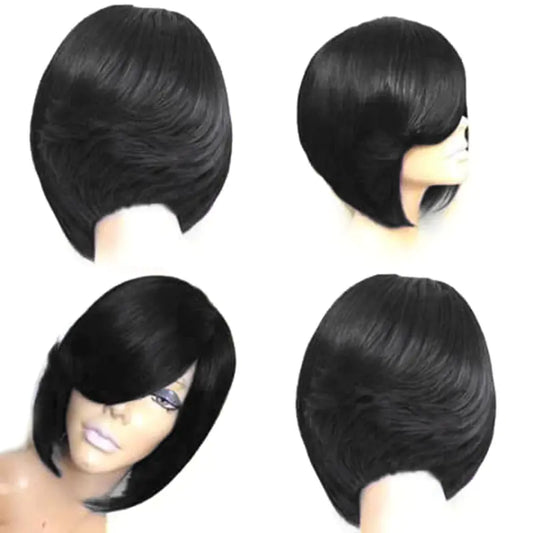 T Color Gradient Short Straight Hair Wig Headgear