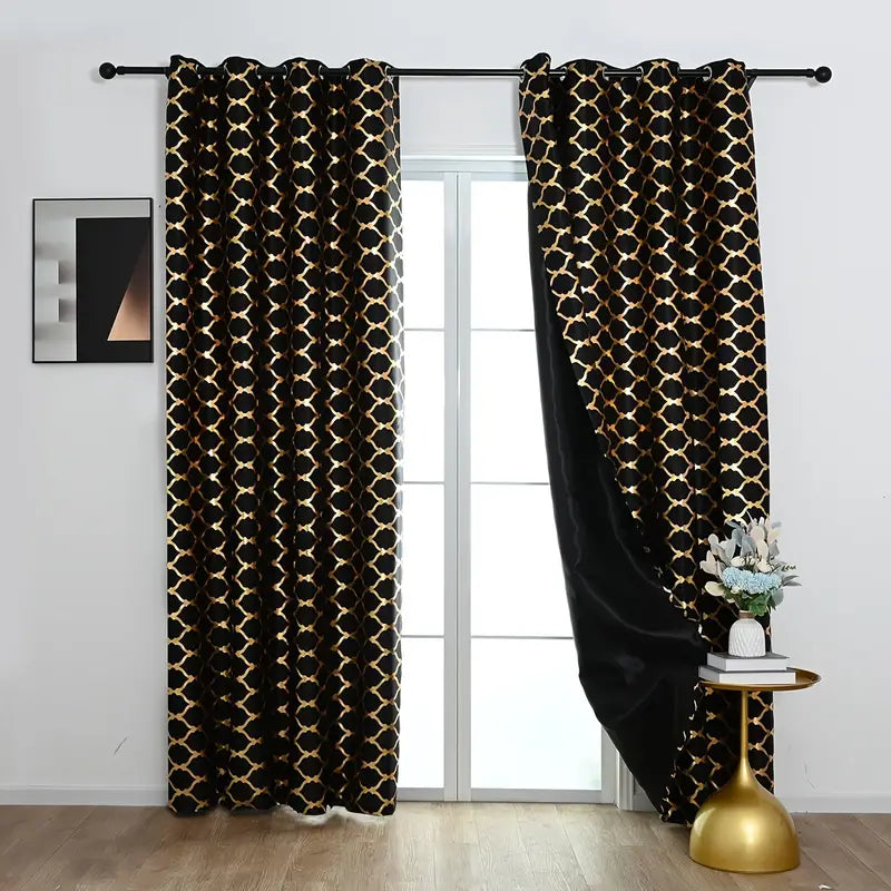 Bronzing Black Curtain Panel for Home Decor and Blackout