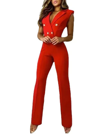 Twist V-Neck Sleeveless Jumpsuit Professional Outfit