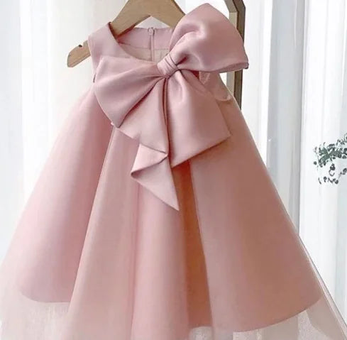 Big Bow Sleeveless Cocktail Dress for Baby Girls (One Piece)