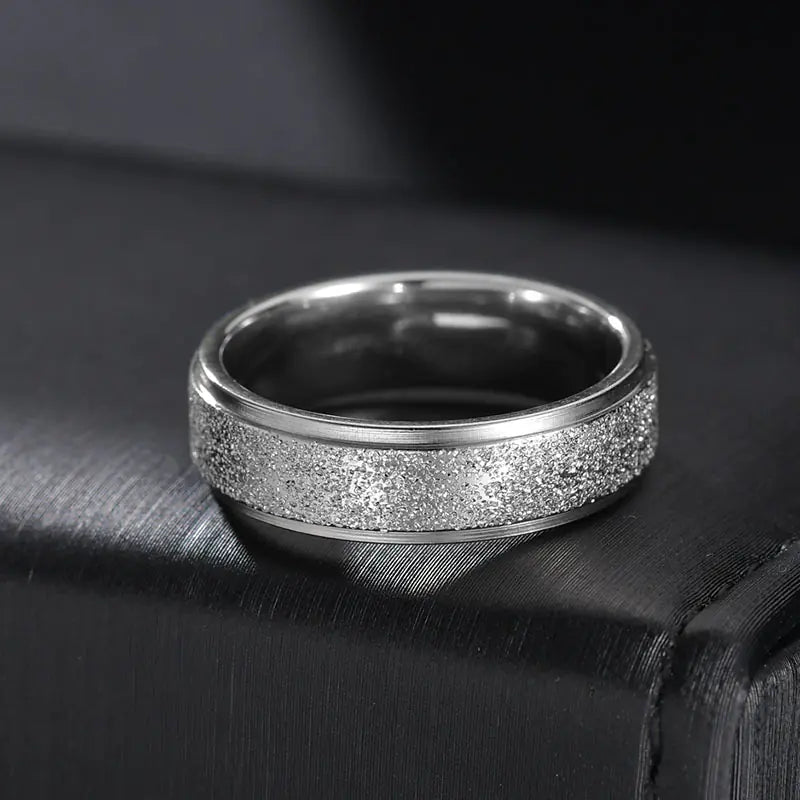 Simple Stainless Steel Ring with Round Zircon Ornament