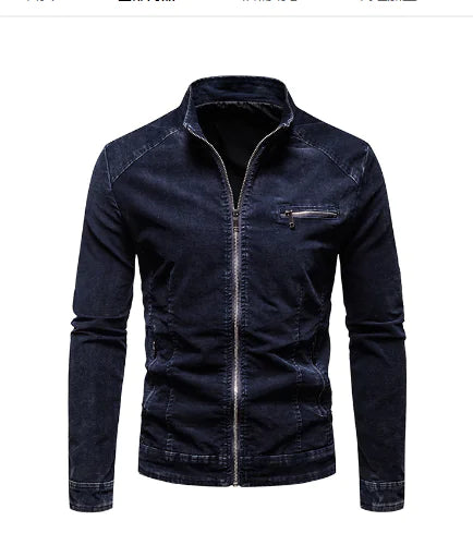 Men's Vintage Denim Jacket - Autumn Casual Wear (One Piece)