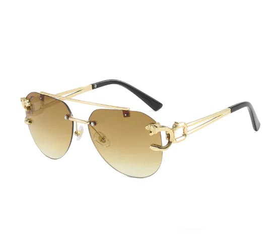 Presley Sunglasses - UV400 Unframed Leopard Design (One)