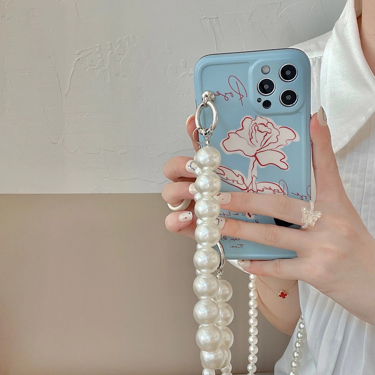 Flower Pearl Silicone Phone Case for Messenger