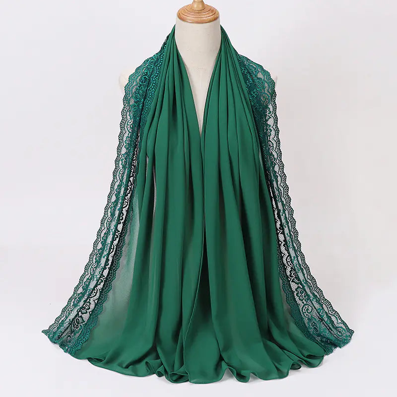 Summer Pearl Chiffon Lace Women's Head Scarf for Travel