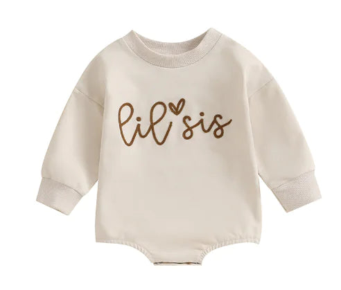 Sister Matching Romper Outfits with Letter Print (0-18M)