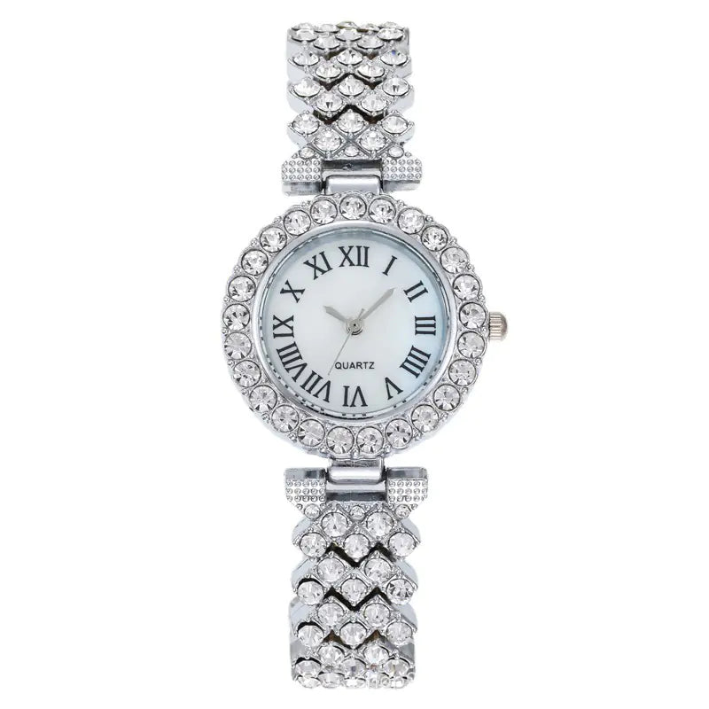 Fashion Roman Pattern Women's Diamond Quartz Watch