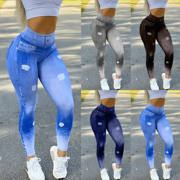 Plus Size Sexy Sports Denim Leggings