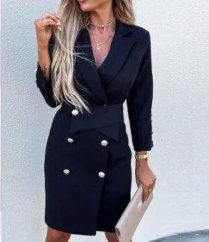 WOLFF Midi Wrap Dress with Double-Breasted Jacket
