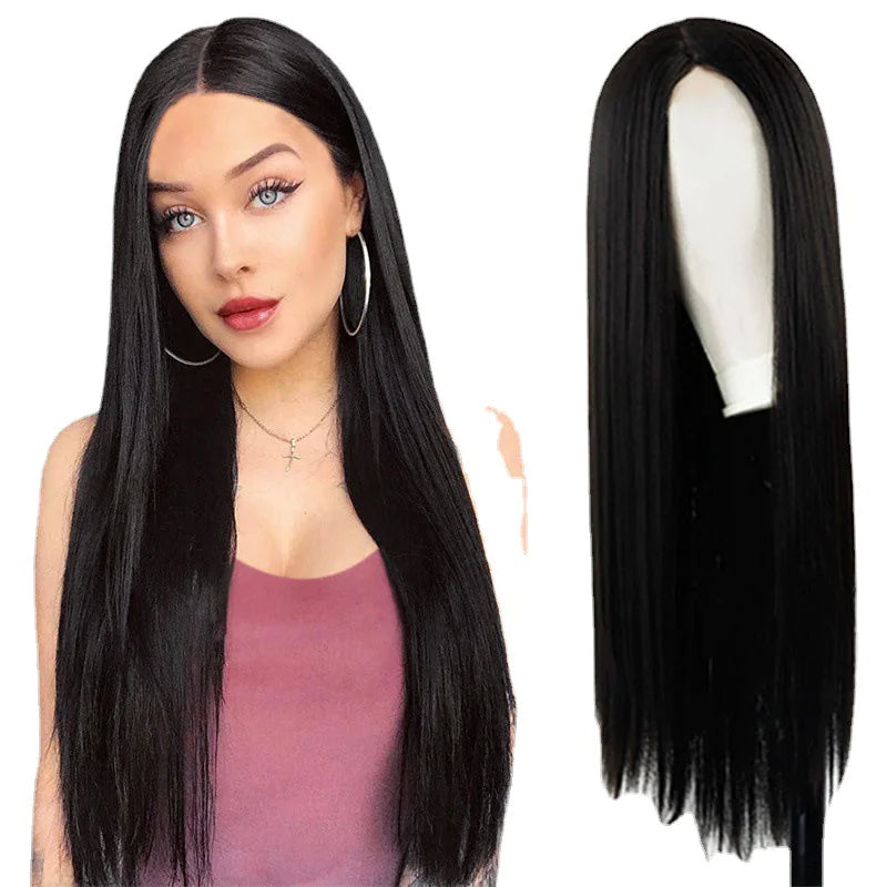 New Black Matte Long Straight Wig for Women