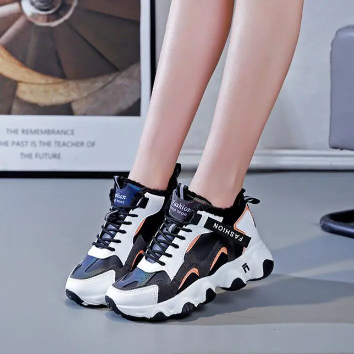 Women's High-Top Velvet Sports Shoes for Cold Weather