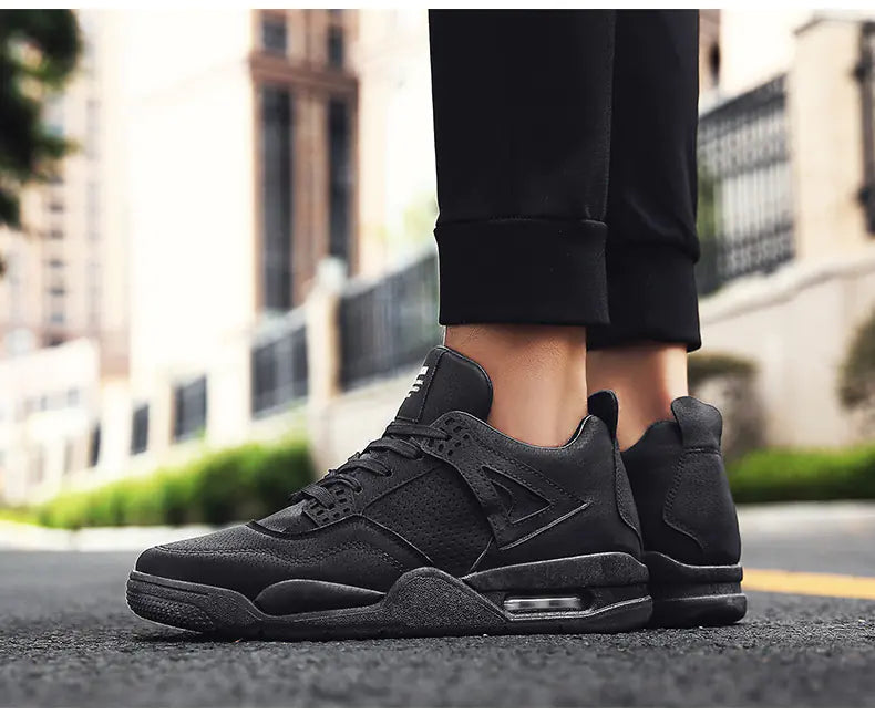 Men's Retro Leather Mid-Top Casual Running Shoes