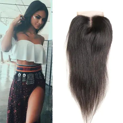 4*4 Closure Straight Lace Wig with Middle Parting