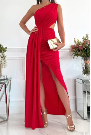 Freya One-Shoulder Summer Dress with Slit (One Piece)