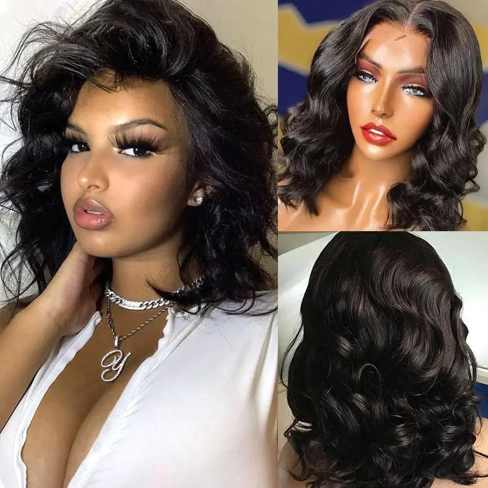 Fashionable Black Lace Front Wig with Waves for Women
