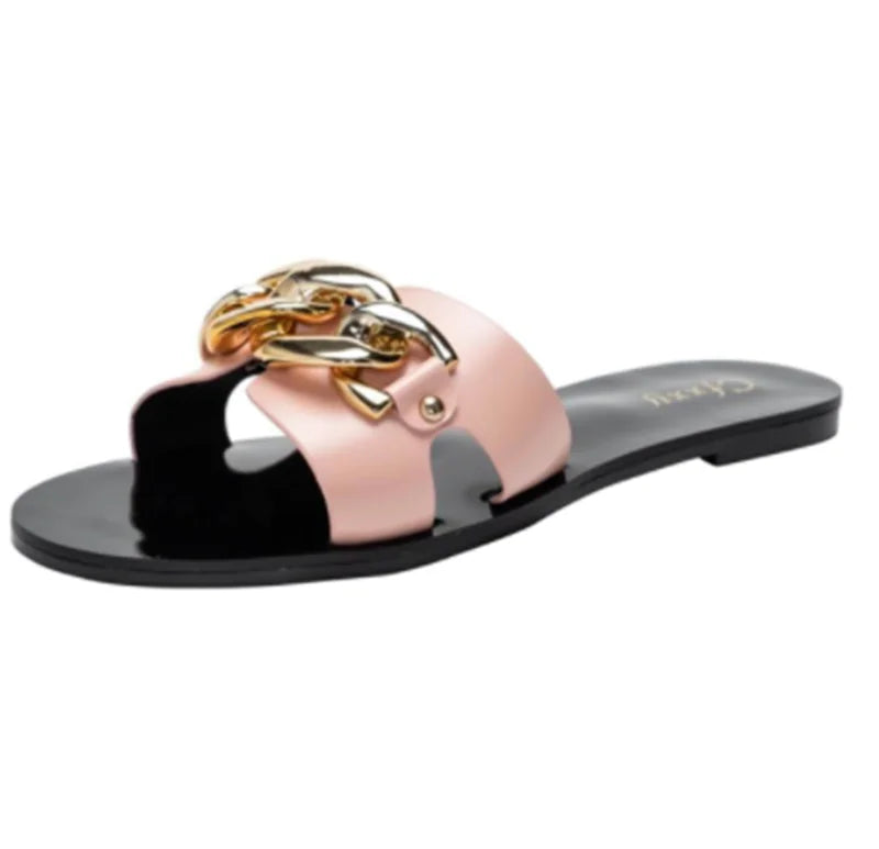 Fashion Metal Chain Flat Heel Sandals for Women