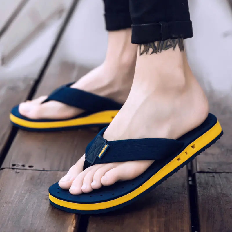 Men's Summer Beach Flip Flops - Breathable Slip-On (Size 47-48)