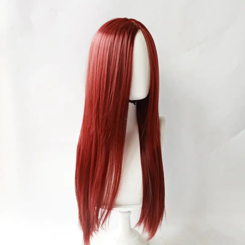 Fashionable Burgundy Long Wig with Bangs for Women