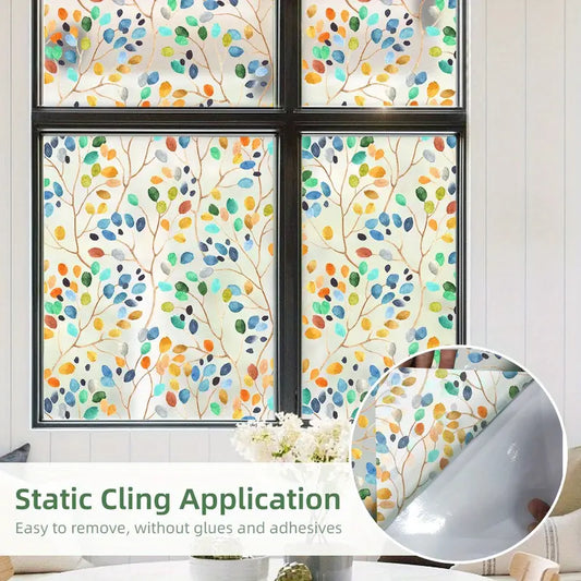Color Leaf Pattern Privacy Window Film with UV Protection