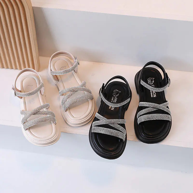 Girls' Fashion Simple Rhinestone Sandals